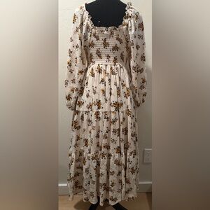 Torrid Cream and yellow Floral Long Sleeve Dress